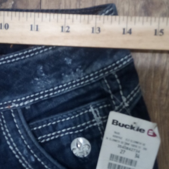 Rock Revival NWT Women's Jeans 27 Wide Leg Embellished Distressed - Picture 13 of 15